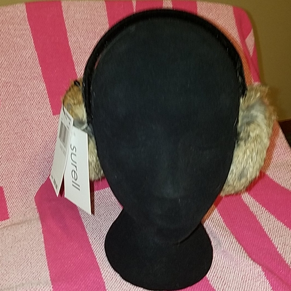 New Brown Surell Velvet Band Rabbit Fur Earmuffs - Picture 4 of 4